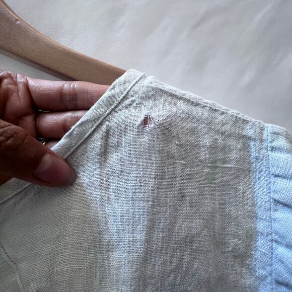 FLAX Tie Dye 100% Linen Women's Beachy Look Top Sz P Back Buttons Short Sleeve - Picture 7 of 9